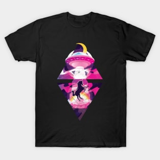 Retro Ufo Unicorn Vintage T-Shirt